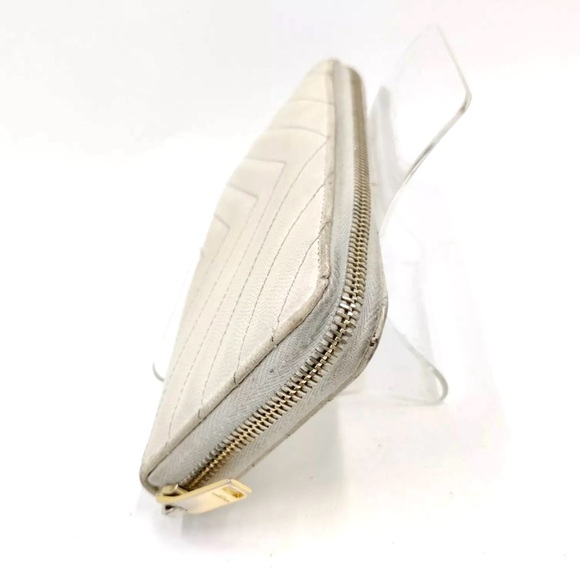 🏆💎💯 YSL Quilted White Leather Wallet Zip Around - Picture 3 of 8